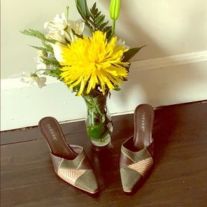 Multi colored low heel slip on shoe